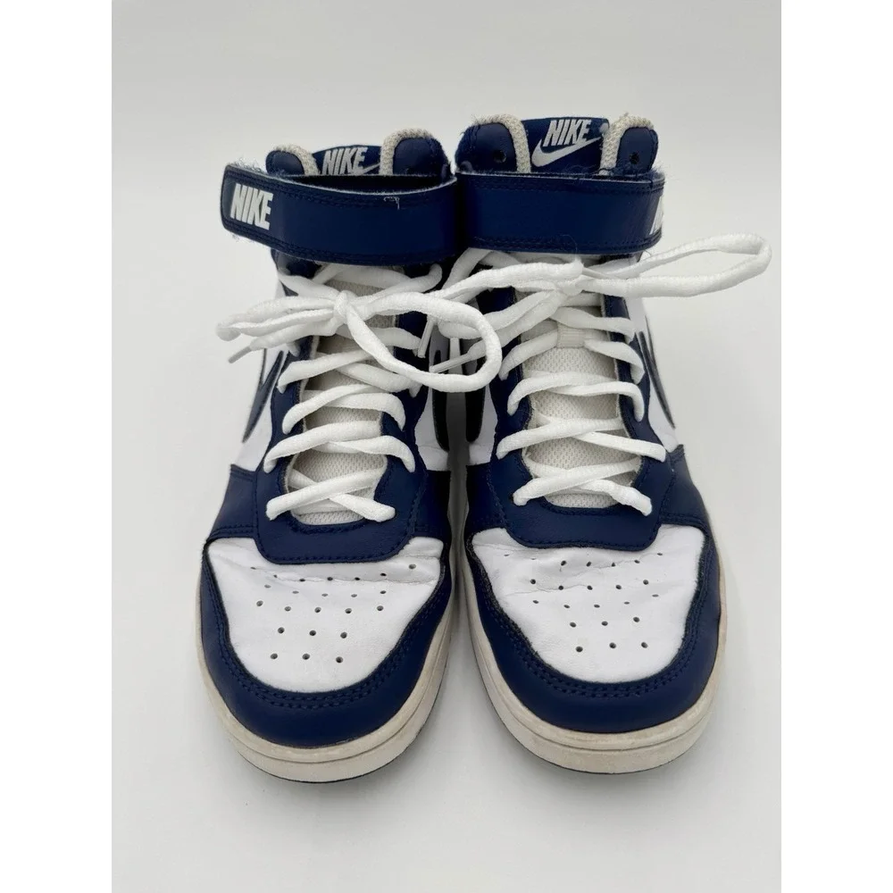 Nike Court Borough Mid 2 White Midnight Navy‎ CD7782-107 Youth 6.5Y Sneakers